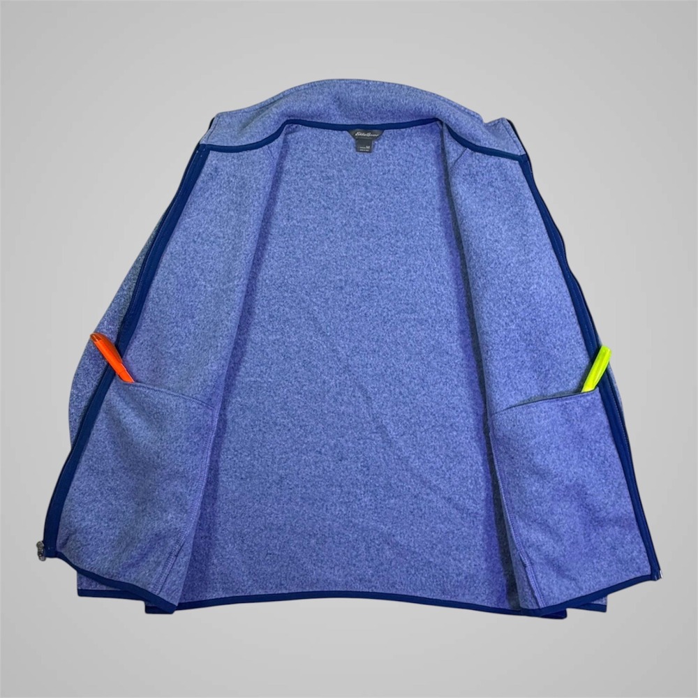 Eddie Bauer Womens Medium‎ M Blue Sweater Fleece Jacket Full Zip Periwinkle Marl - Picture 8 of 14